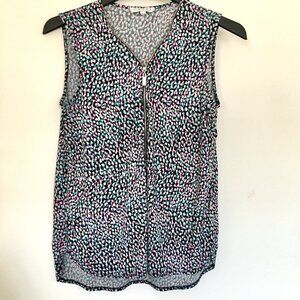 Chaus Women's Sleeveless Front  Zip V-Neck Blouse , Size M , Multicolor